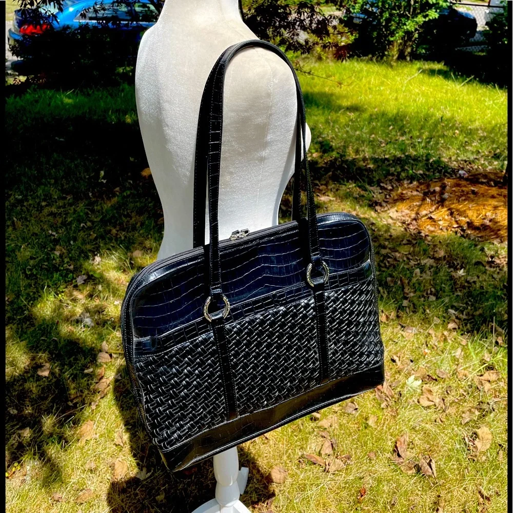 Coldwater Creek’s Black Faux Gator Embossed & Woven Laptop Bag